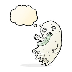 gross cartoon ghost with thought bubble