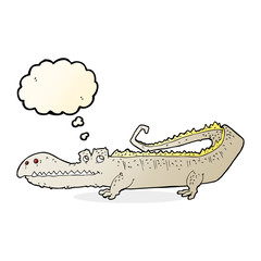 cartoon crocodile with thought bubble