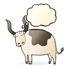cartoon ox with thought bubble