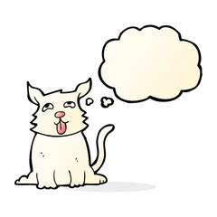 cartoon happy dog with thought bubble