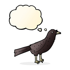 cartoon crow with thought bubble