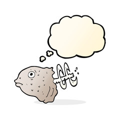 cartoon fish head with thought bubble