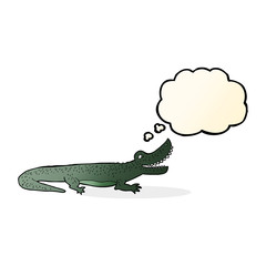 cartoon happy crocodile with thought bubble