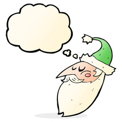 cartoon santa face with thought bubble