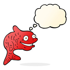 cartoon happy fish with thought bubble