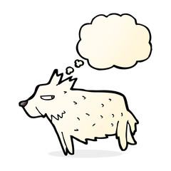 cartoon terrier with thought bubble