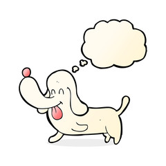 cartoon happy dog with thought bubble