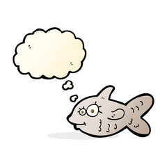 cartoon happy goldfish with thought bubble