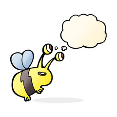 cartoon happy bee with thought bubble