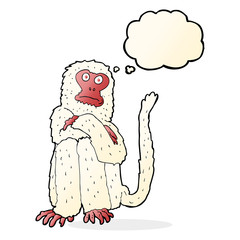 cartoon monkey with thought bubble