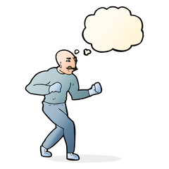 Obraz premium cartoon victorian boxer with thought bubble
