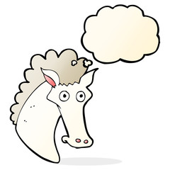 cartoon horse head with thought bubble