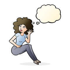 cartoon woman listening with thought bubble