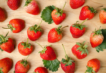 Fresh strawberry on wooden background