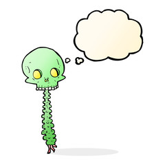 spooky cartoon sull and spine with thought bubble
