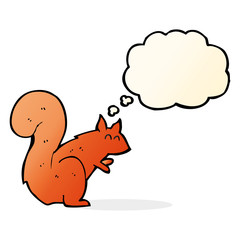 cartoon red squirrel with thought bubble