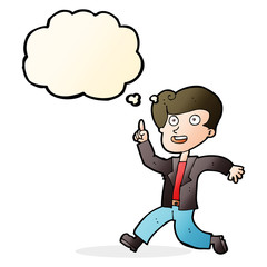 cartoon man with great idea with thought bubble