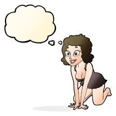 cartoon funny sexy woman with thought bubble