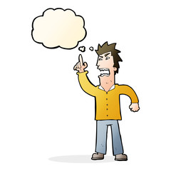 cartoon angry man making point with thought bubble