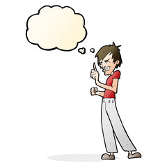 cartoon angry man arguing with thought bubble