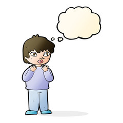 cartoon worried person with thought bubble
