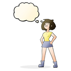 cartoon capable woman with thought bubble
