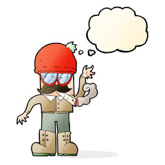 cartoon man smoking pot with thought bubble