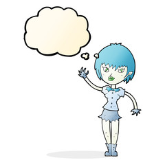 cartoon vampire girl with thought bubble