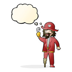 cartoon pirate captain with thought bubble