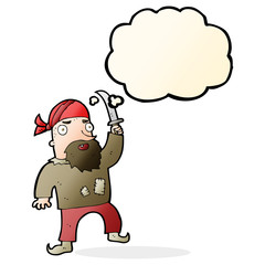 cartoon pirate with thought bubble