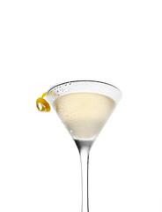 cold lemonade and a martini in a glass on a white background
