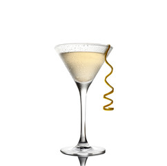 cold lemonade and a martini in a glass on a white background