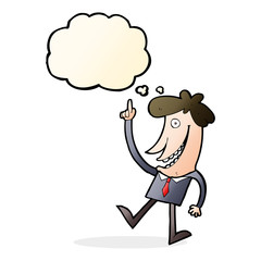 cartoon man with idea with thought bubble