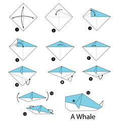 step by step instructions how to make origami A Whale.