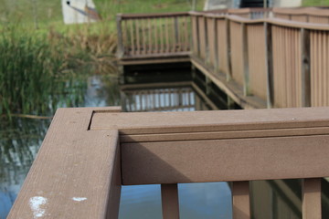A wooden bridge over the fen. 