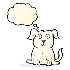 cartoon happy dog with thought bubble