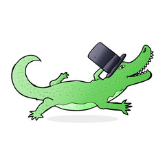 Fototapeta na wymiar cartoon crocodile in top hat