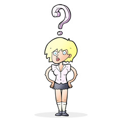 cartoon confused woman
