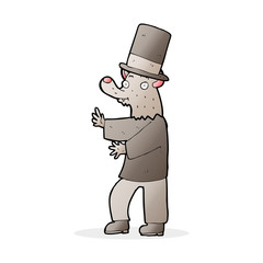 cartoon werewolf in top hat