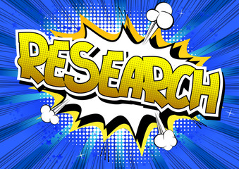 Research - Comic book style word.