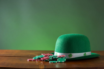 st. patricks day lucky green hat for poker
