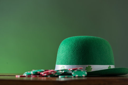 st. patricks day lucky green hat for poker