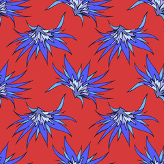 Seamless pattern with hand drawn flowers.