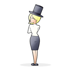 cartoon woman in top hat