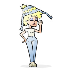 cartoon woman wearing winter hat