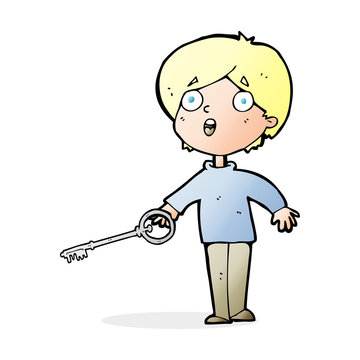 cartoon boy with key