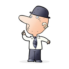 cartoon man wearing bowler hat
