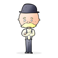 cartoon man wearing bowler hat