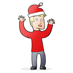 cartoon man ready for christmas