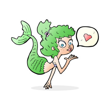 cartoon mermaid in love
